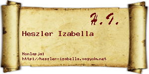 Heszler Izabella névjegykártya